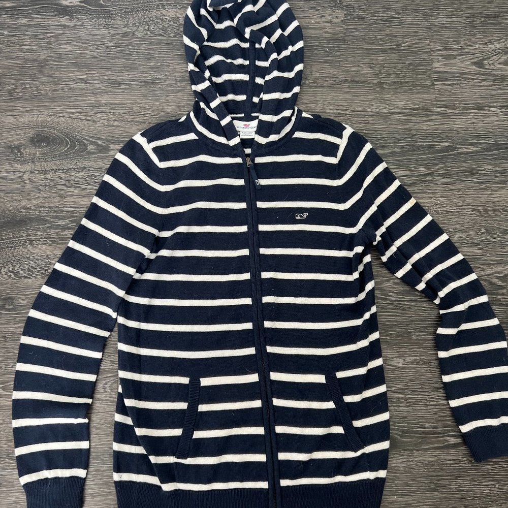 Vineyard Vines Blue and White Striped Zip Up Hoodie XS